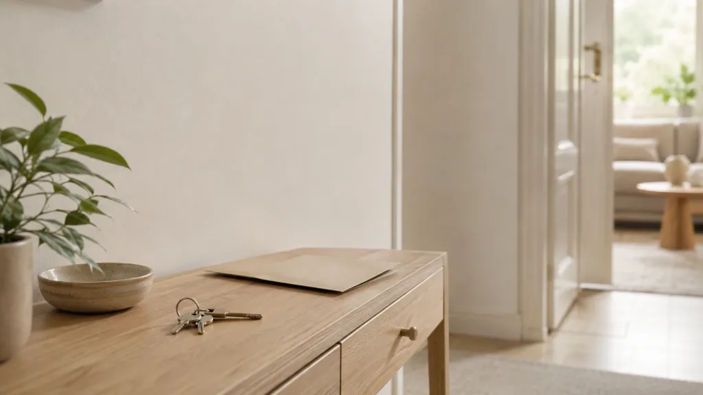 Hall med nycklar på en avlastningsbänk