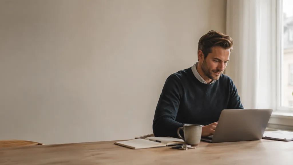 A person working at a laptop